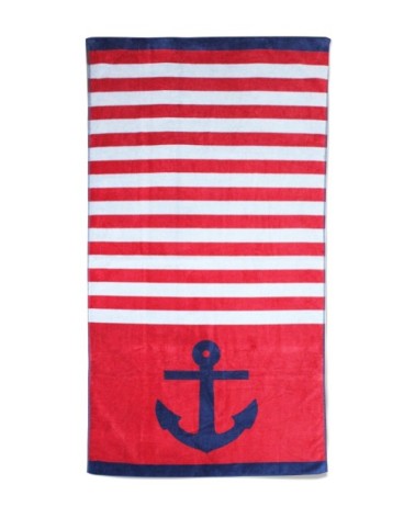 Serviette de plage éponge velours rouge lunan 86 x 160