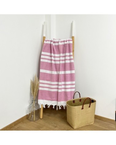 Fouta doublée éponge Kandara Fuchsia 140x180 340g/m²