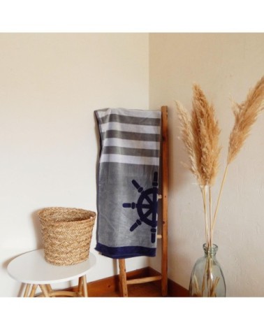 Serviette de plage éponge velours gris salthouse 86 x 160