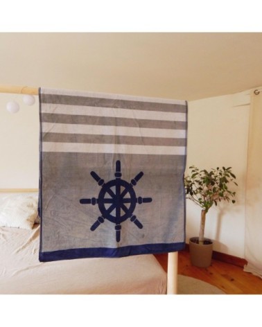 Serviette de plage éponge velours gris salthouse 86 x 160