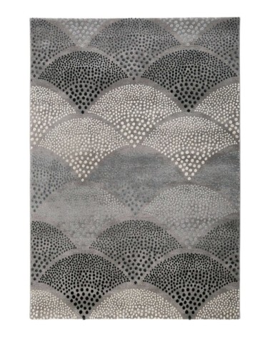 Tapis tissé motif rétro bleu pétrole gris 225x160