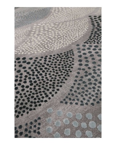 Tapis tissé motif rétro bleu pétrole gris 225x160