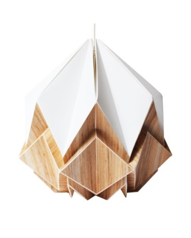 Suspension origami en ecowood et papier blanc taille S