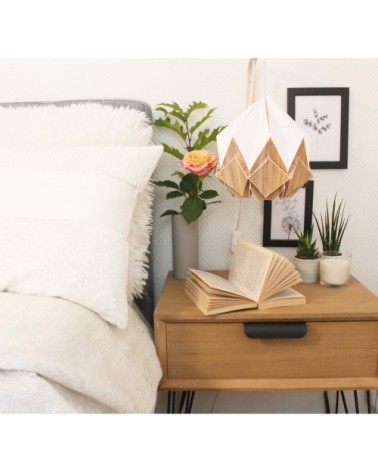 Suspension origami en ecowood et papier blanc taille S