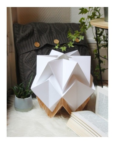 Lampe de table origami ecowood et papier taille S