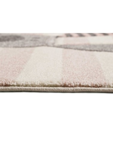 Tapis enfant rayé pastel motif animaux 200x290