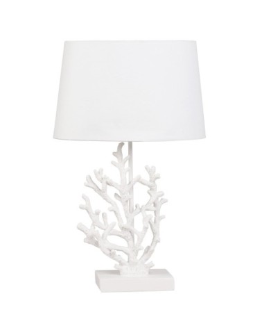 Lampe corail et abat-jour blancs