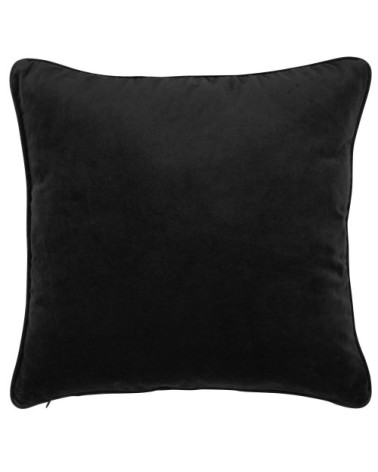 Coussin en velours de coton noir feuille de palme dorée brodée 45x45