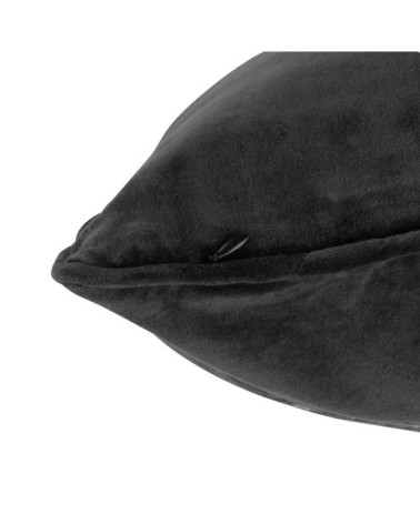 Coussin en velours de coton noir feuille de palme dorée brodée 45x45