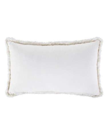 Coussin en coton blanc motif tropical imprimé noir et doré 30x50