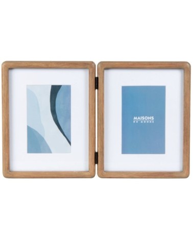 Cadre double vue en bois d'hévéa 38x24 cm