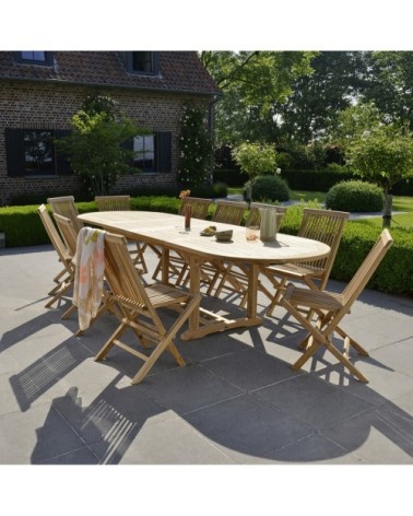 Salon de jardin en teck massif extensible 8/10 pers.