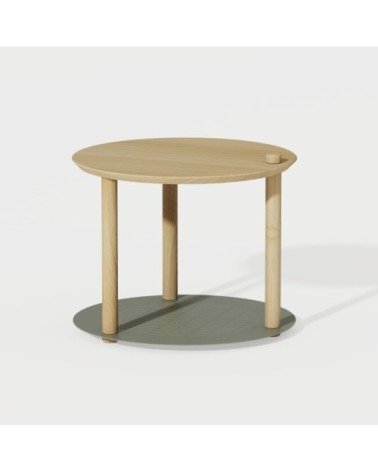 Table de chevet en chêne et métal vert