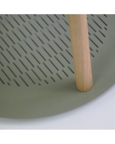 Table de chevet en chêne et métal vert