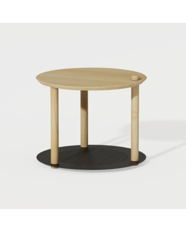 Table de chevet en chêne et métal noir