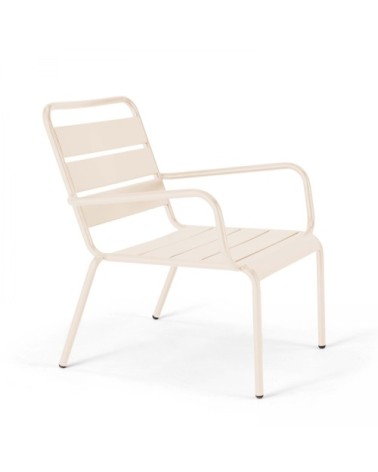 Fauteuil de jardin bas relax acier ivoire