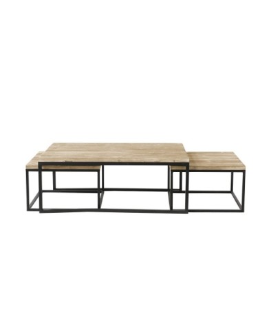 Tables gigognes industrielles en bois de sapin massif et métal