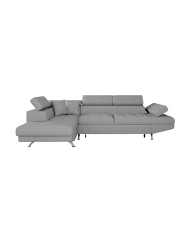 Canapé d'angle gauche convertible avec coffre en tissu gris clair