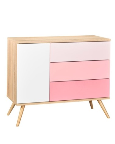 Commode 1 porte 3 tiroirs 95x115x50cm en Bois Rose
