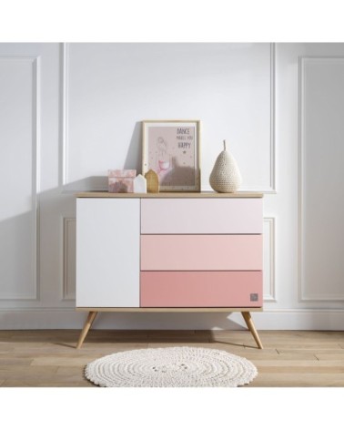 Commode 1 porte 3 tiroirs 95x115x50cm en Bois Rose