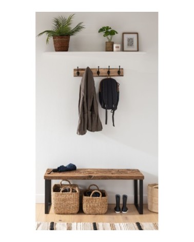 Patère 5 crochets en chêne et métal