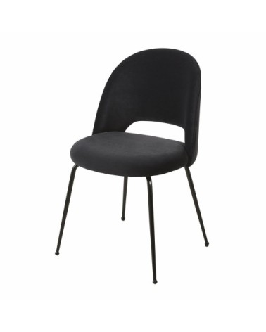 Chaise en velours et métal noirs