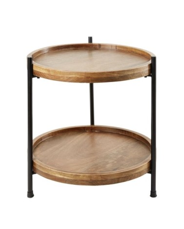 Bout de canapé en manguier et métal noir