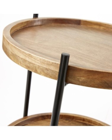 Bout de canapé en manguier et métal noir