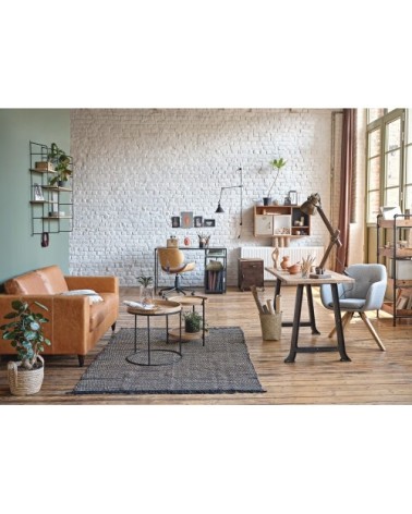 Bout de canapé en manguier et métal noir