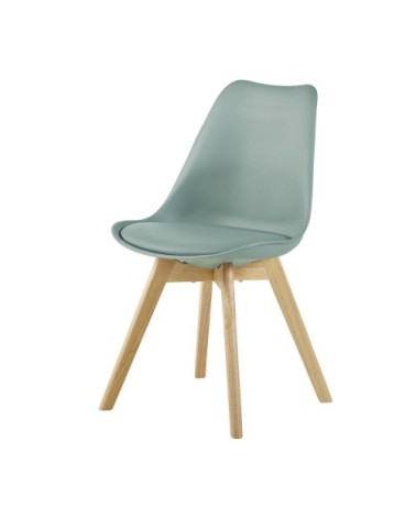 Chaise style scandinave vert sauge et hévéa