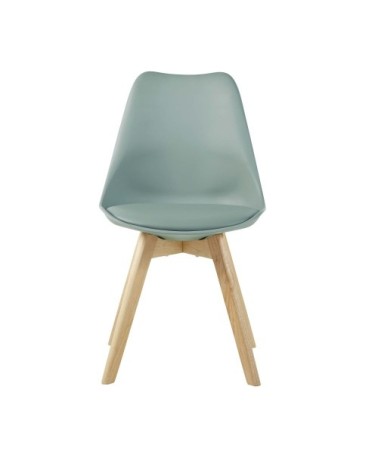 Chaise style scandinave vert sauge et hévéa