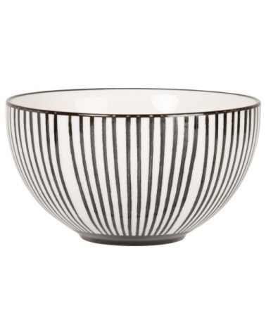 Bol en grès blanc motifs traits noirs