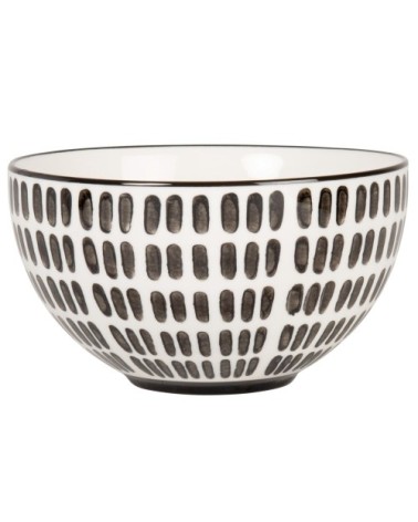 Bol en grès blanc motifs tirets noirs