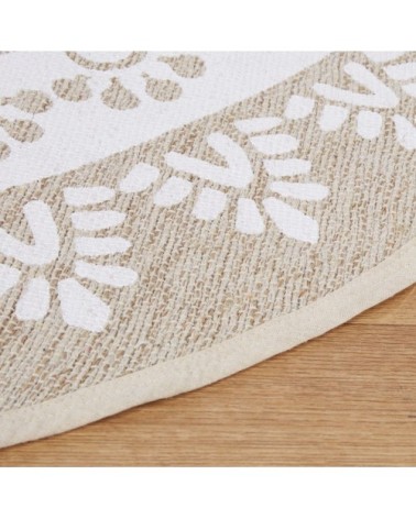 Tapis rond en coton recyclé et jute écrus et beiges D250