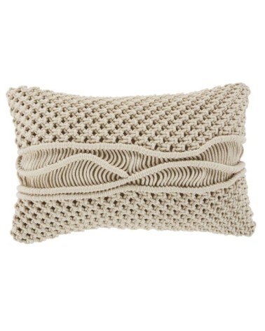 Coussin en macramé de coton écru 30x50