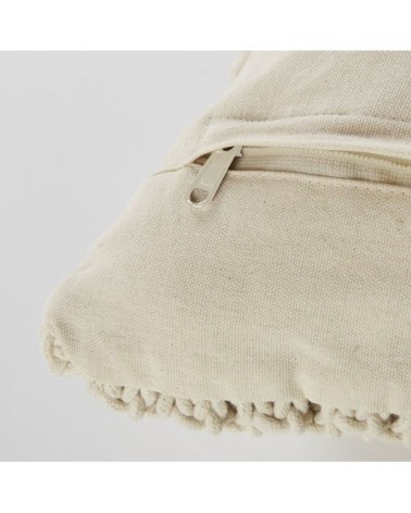 Coussin en macramé de coton écru 30x50