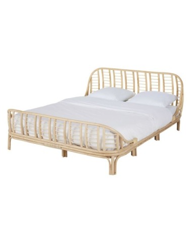 Lit en rotin 160x200  avec sommier à lattes