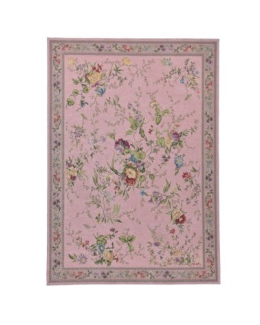 Tapis floral tissé plat - rose 160x230 cm