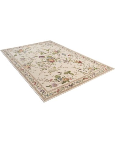 Tapis floral tissé plat - Crème 200x290 cm