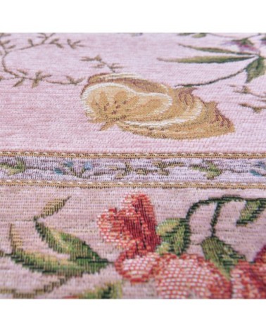 Tapis floral tissé plat - Rose 80x150 cm
