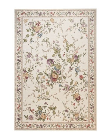 Tapis floral tissé plat - crème 160x230 cm
