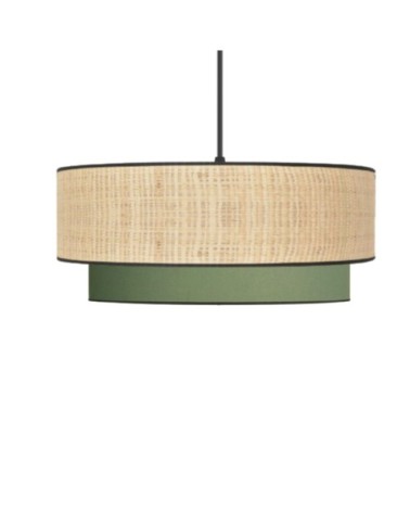 Suspension déco en raphia et coton vert kaki Ø 40cm