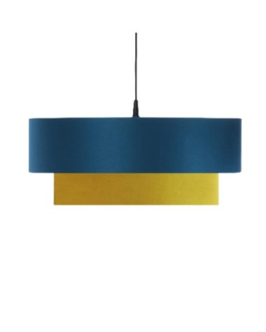 Suspension déco en coton bleu canard et jaune moutarde Ø 50cm