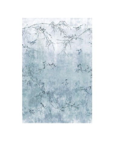 Papier peint panoramique intissé oiseaux Japonais bleu 186x280cm