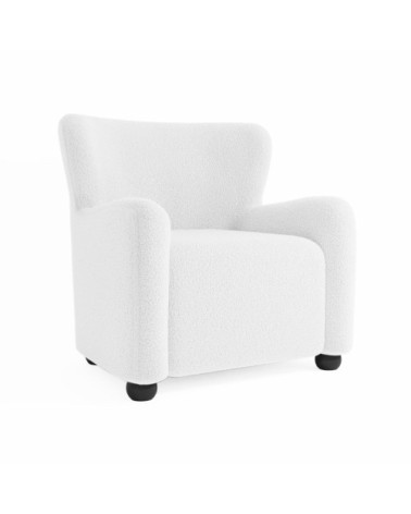 Fauteuil blanc effet laine bouclée