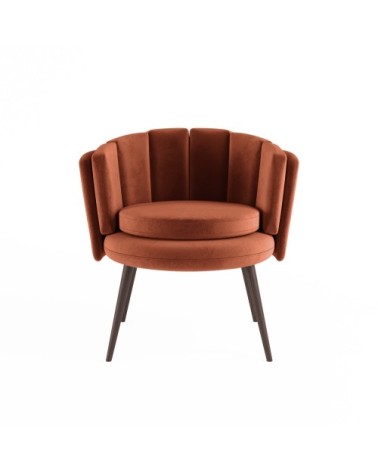 Fauteuil en velours ocre