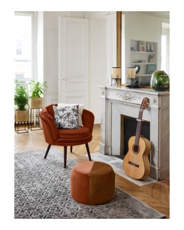 Fauteuil en velours ocre