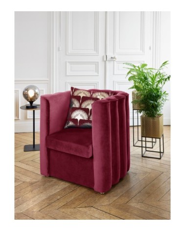 Fauteuil vintage en velours bordeaux