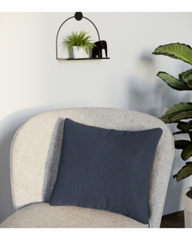 Coussin en velours bleu foncé déhoussable 40x40cm