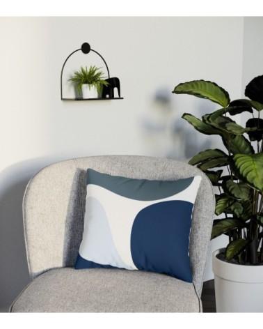 Coussin carré bleu déhoussable 40x40cm